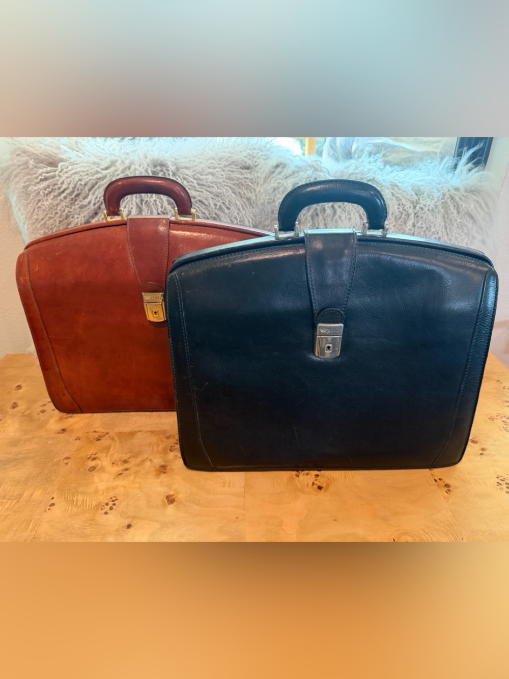 Bosca Black Leather Briefcases - Classic Carry